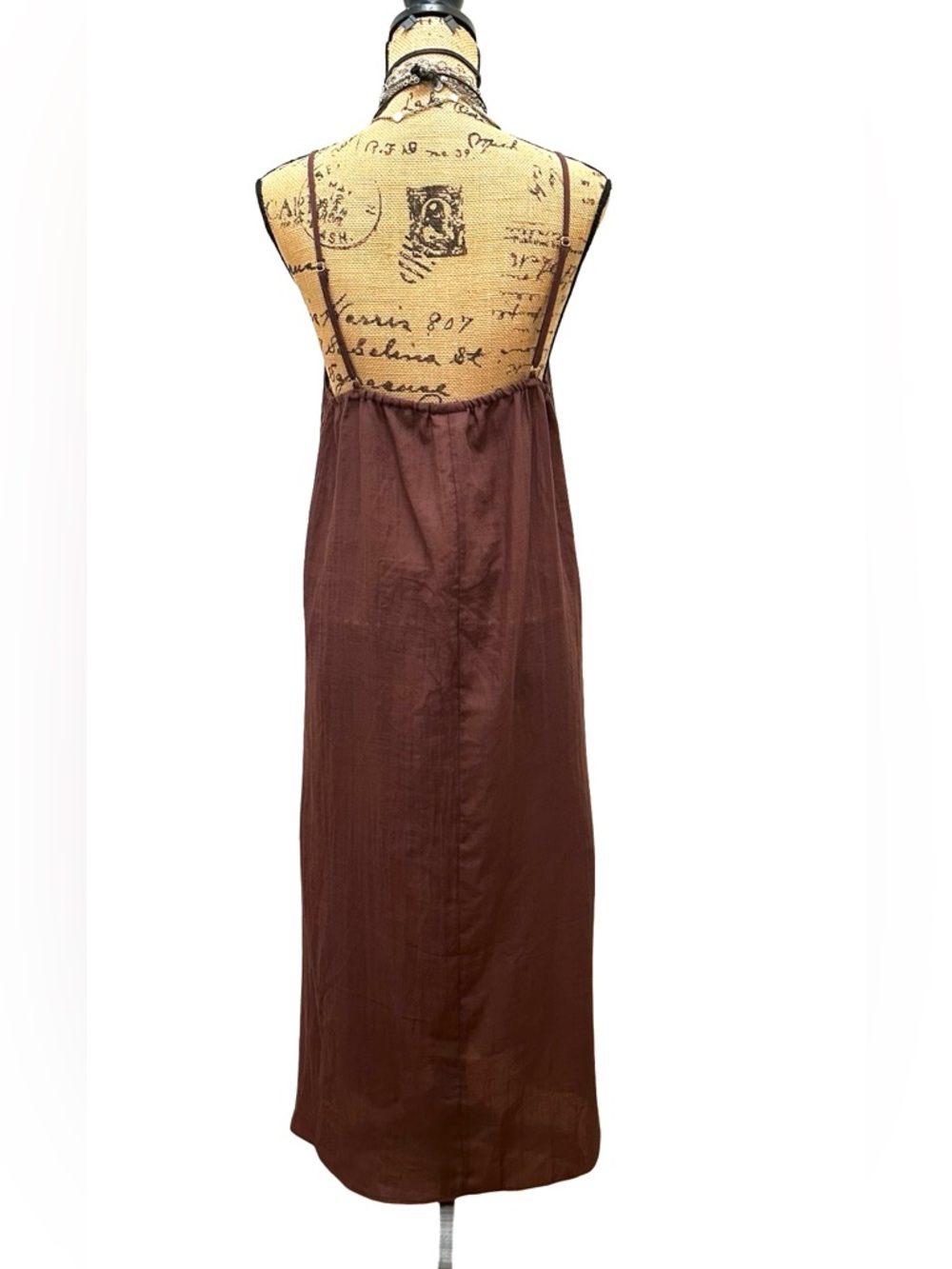 NEW - DOTTI Women's Chocolate Brown Maxi Flowing Summer Dress SIZE MEDIUM - Picture 6 of 16